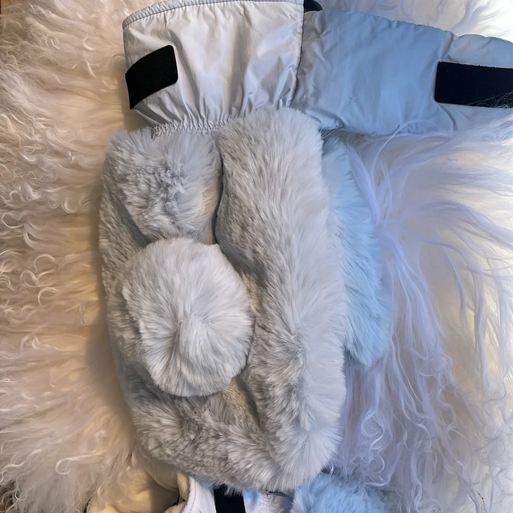 Moose Knuckles Bunny Mittens - Baby Blue Faux Fur - Picture 5 of 12